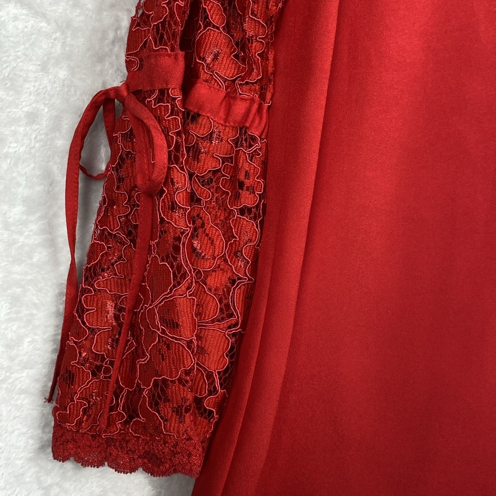 Womens Red Fairy Top Womens Shirt Lace Romantic Holiday dressy NY&C Whimsygoth - Picture 3 of 11